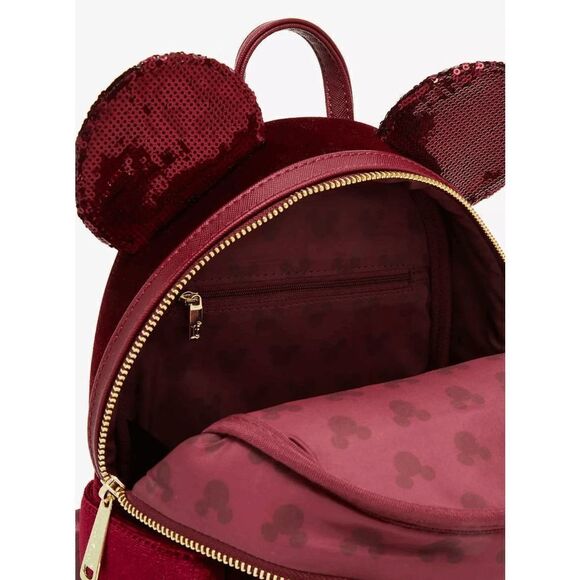 Loungefly Disney Minnie Mouse Velvet Sequined Ears Mini Backpack main image 2